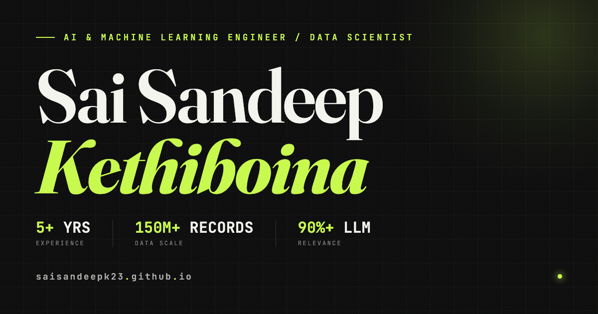 Sai Sandeep Kethiboina — AI & Machine Learning Engineer